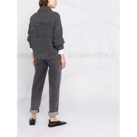 Brunello Cucinelli Sweater top Cashmere blend Pullover Jumper Sequin M - Picture 7 of 8